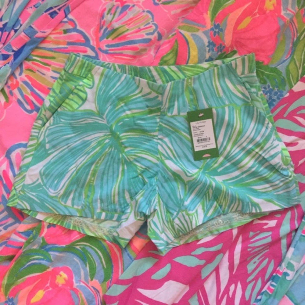 NWT LILLY PULITZER JEANNIE FROND GREEN SHORT - 0 - Picture 4 of 4